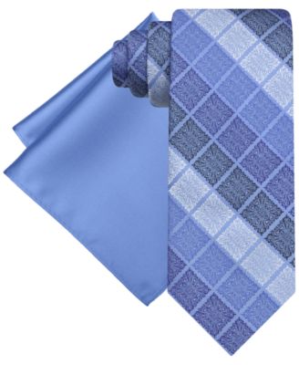 Men's Gradient Squares Tie & Solid Pocket Square Set