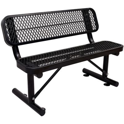Streamdale 4 ft. Outdoor Steel Bench with Backrest BLACK