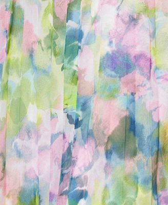 Women's Printed Pleated Strapless Gown