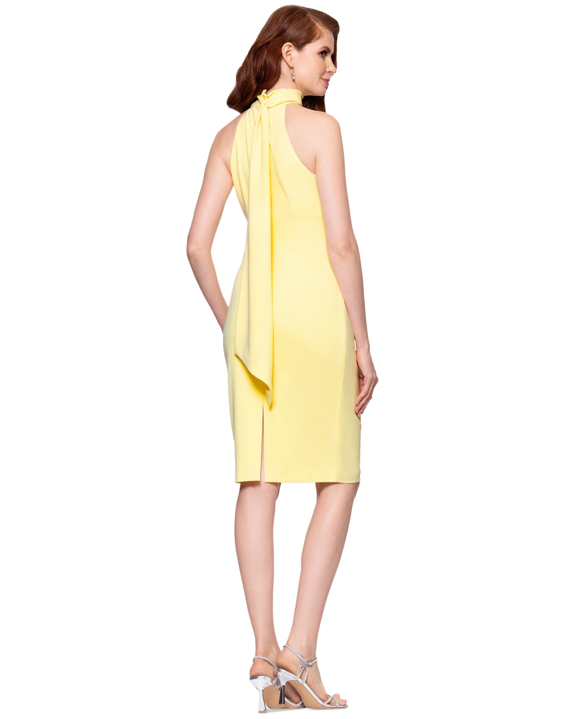 Shop Betsy & Adam Women's Mock Neck Sleeveless Sheath Dress In Lemon