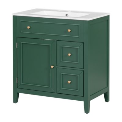 Streamdale 30" Green Bathroom Vanity with Sink, Door, and Drawers