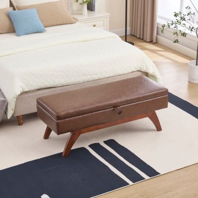 Streamdale Teddy wool fabric, solid wood feet for solid weighing, and bed end stool with storage function