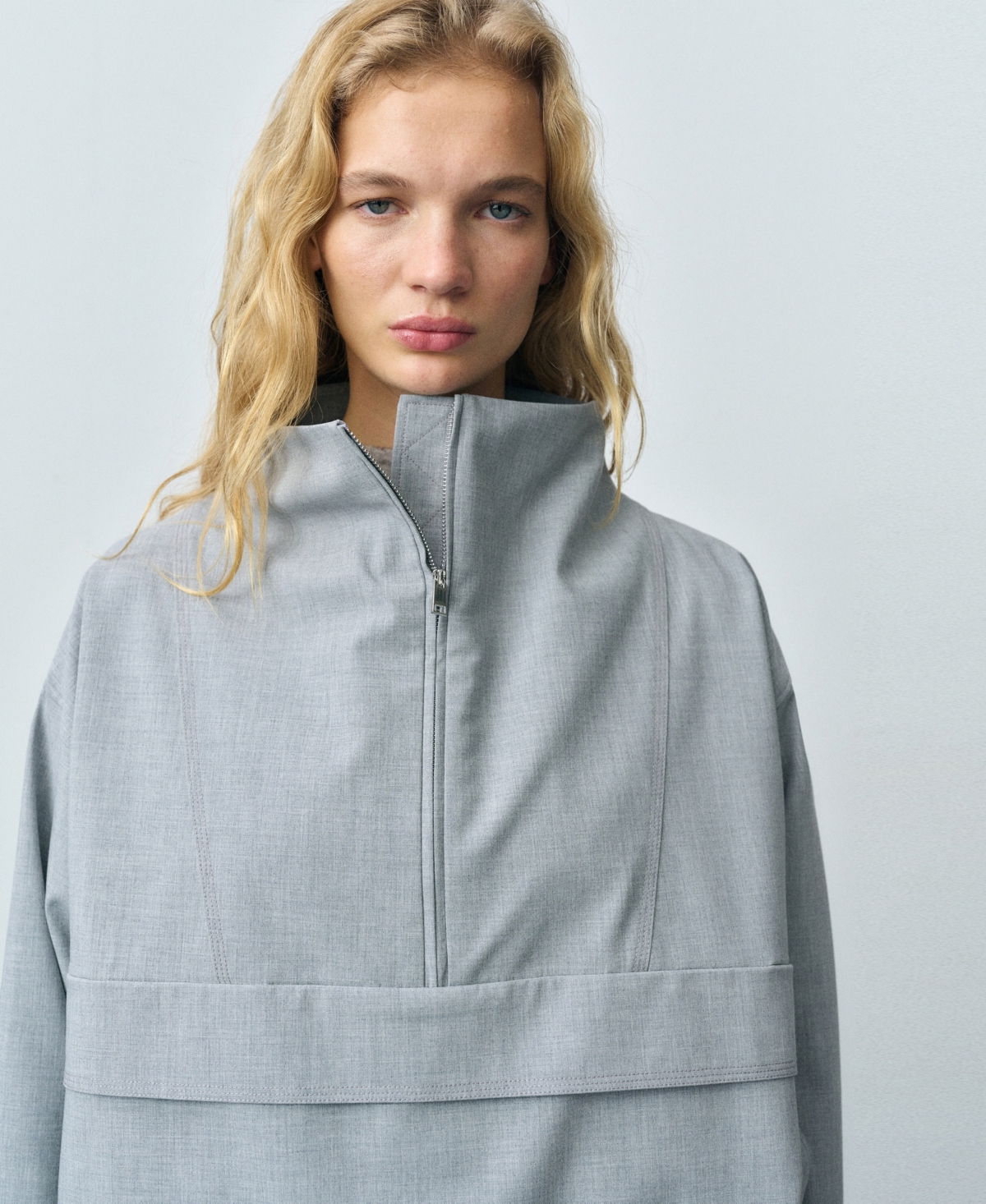 Mango Oversized Parka With Zip Grey In Gray
