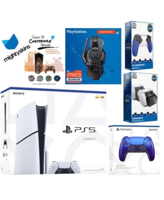 Playstation 5 Slim Disc Bundle with Extra Cosmic Red Controller, Plantronics Headset, Trigger Stop Kit, Dual Charge Dock and MightySkins Decal Vo