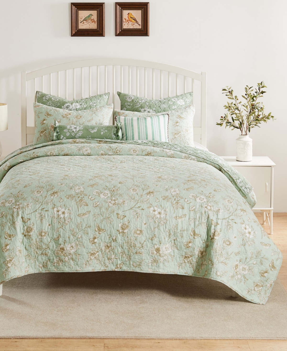 Greenland Home Fashions Olivia Garden Toile 2-pc. Quilt Set, Twin In Mint