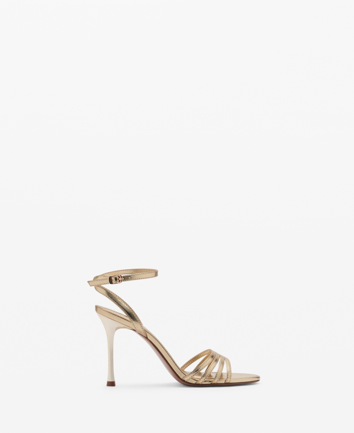 Shop Mango Women's Combined-strap Heeled Sandals In Gold