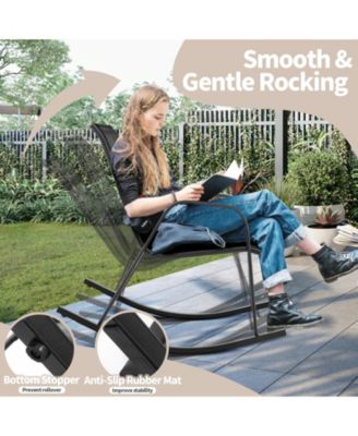 Set of 2 Metal Patio Rocking Chair with Breathable Seat Fabric