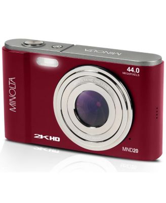 Minolta MND20 44 MP 2.7K Ultra HD Digital Camera (Red) With Slinger Camera case