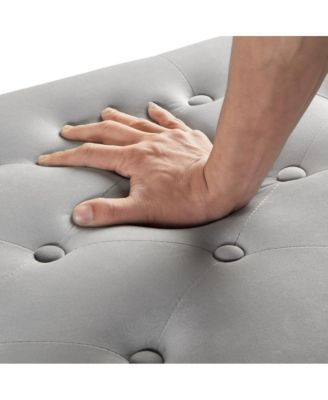 Upholstered Velvet Storage Bench with Nailhead Trim for Entryway, Bedroom & Living Room