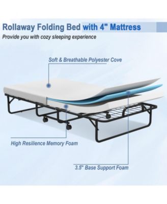 Twin Size Metal Folding Bed with Memory Foam Mattress