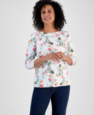 Style & Co - Petite Simple Geo Pima Cotton Knit Top