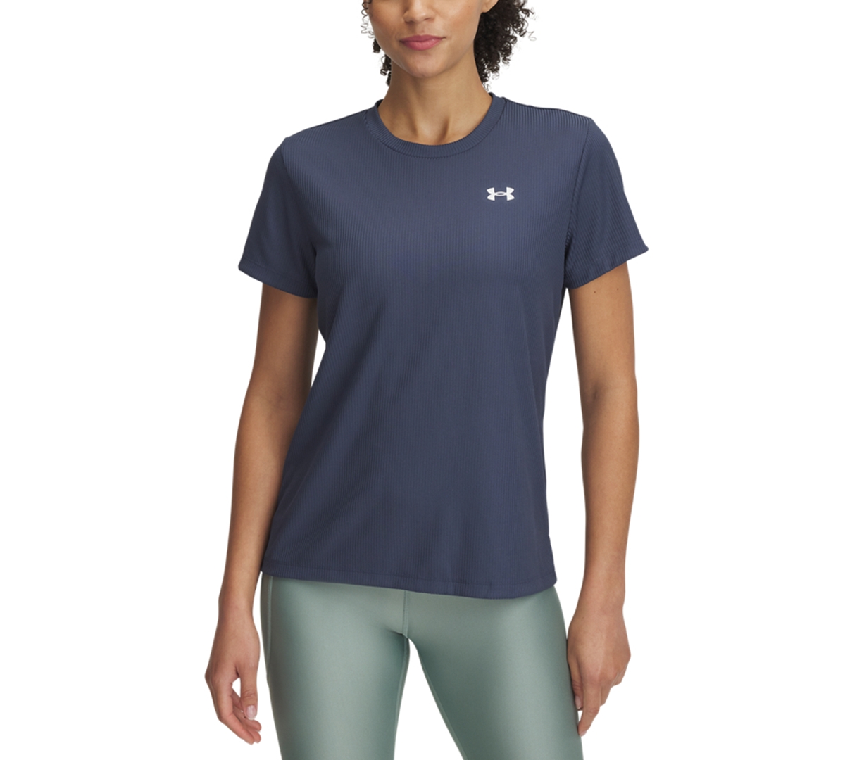 Women's Ua Tech Rib Short-Sleeve T-Shirt - Downpour Gray