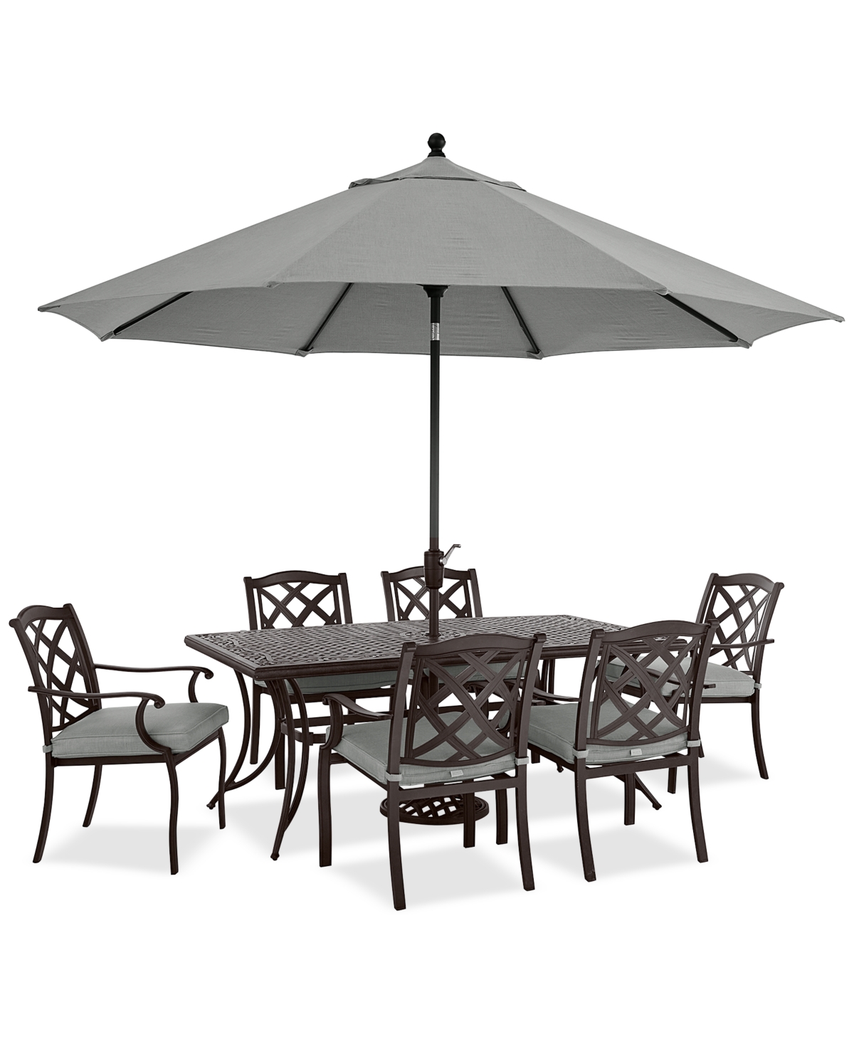 Agio Wythburn Outdoor Dining 7pc Set (72"x38" Table & 4 Lattice Dining Chairs & 2 Lattice Swivel Chairs)