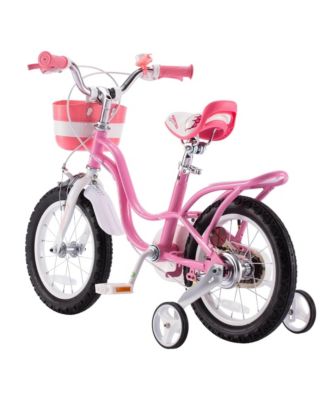 Little Swan 12" Carbon Steel Kids Bike w/Dual Hand Brakes, Adjustable Seat, Folding Basket, & Training Wheels, for Girls Ages 3 to 4, Pink