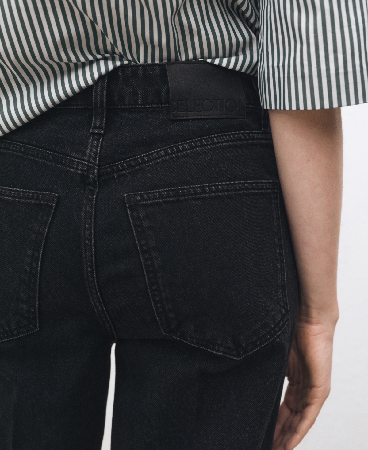 Shop Mango Women's High Waist Straight Jeans In Black Denim