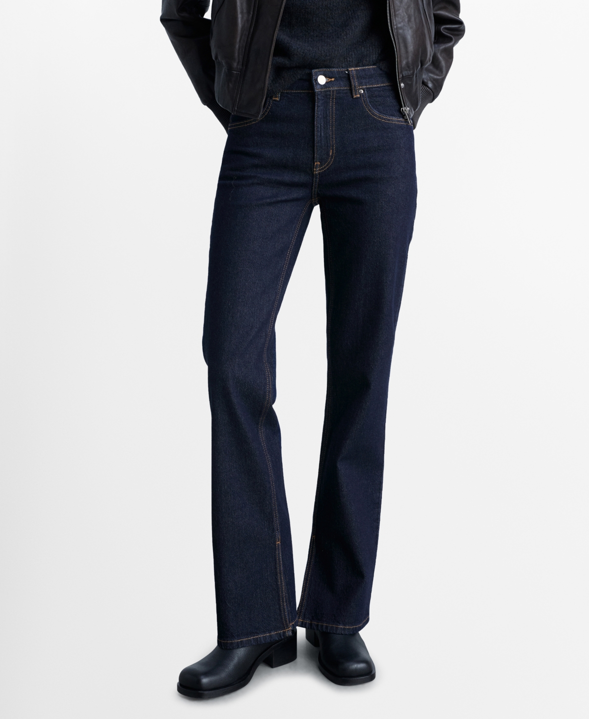 Mango Brigitte High Waist Wide Leg Jeans In Open Blue