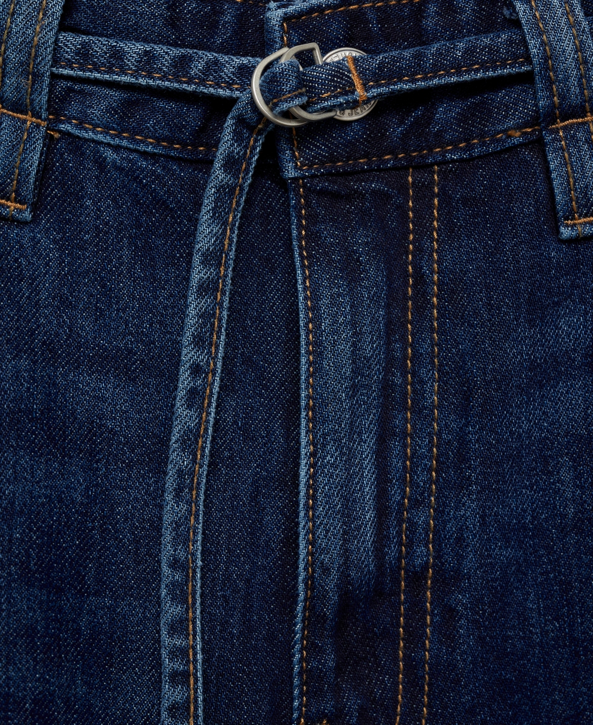 Mango Women's Belted Wide Leg Jeans In Dark Blue