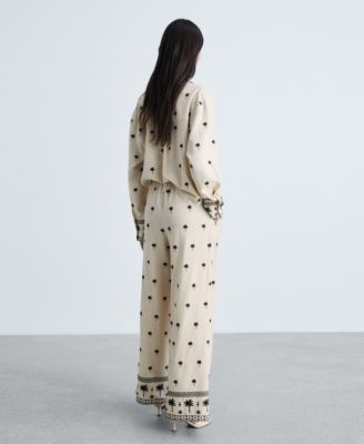 Women's Embroidered Straight-Fit Trousers