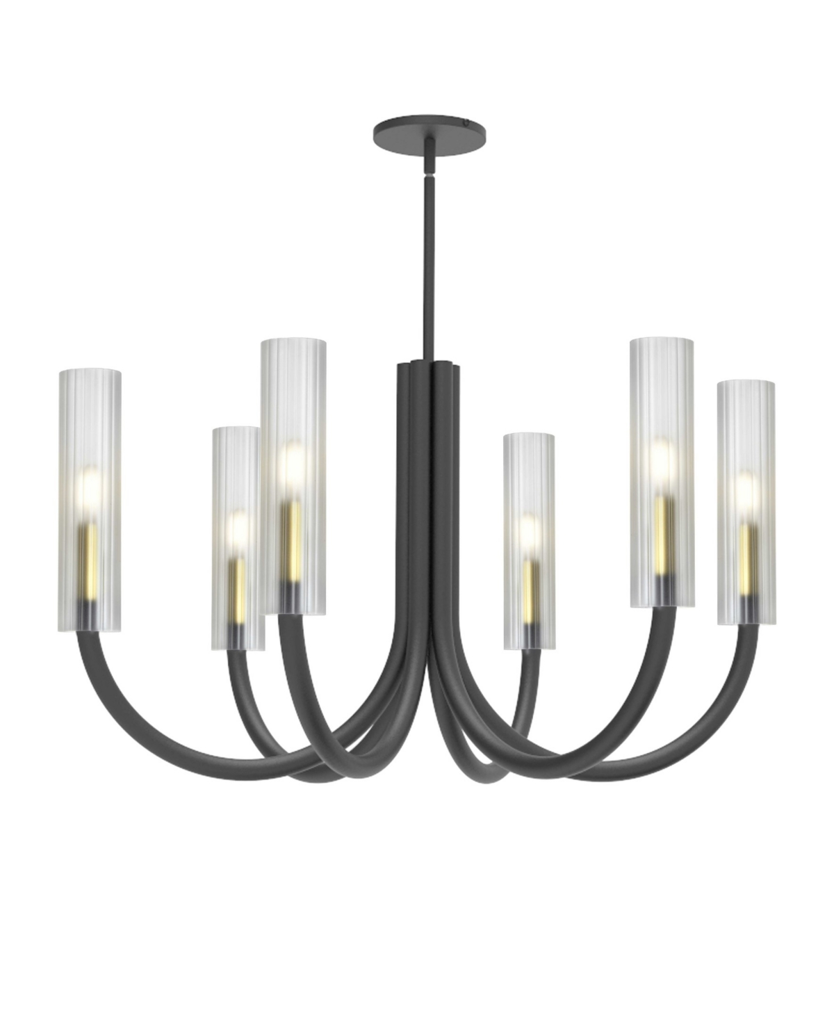 Dainolite 21.75" Metal Wand 6 Light Led Chandelier In Matte Black