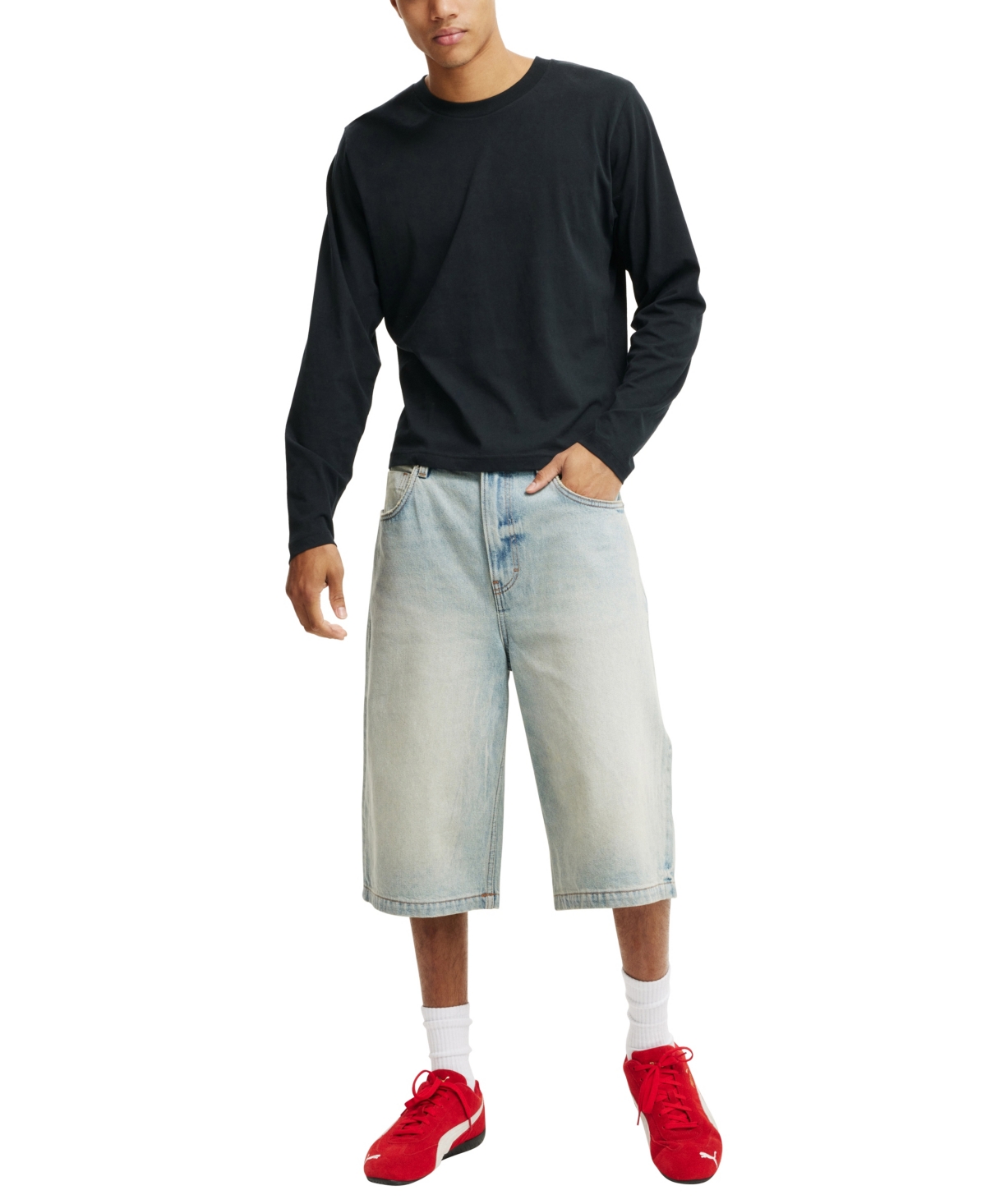 COTTON ON MEN'S CROPPED FIT LONG SLEEVE T-SHIRT 