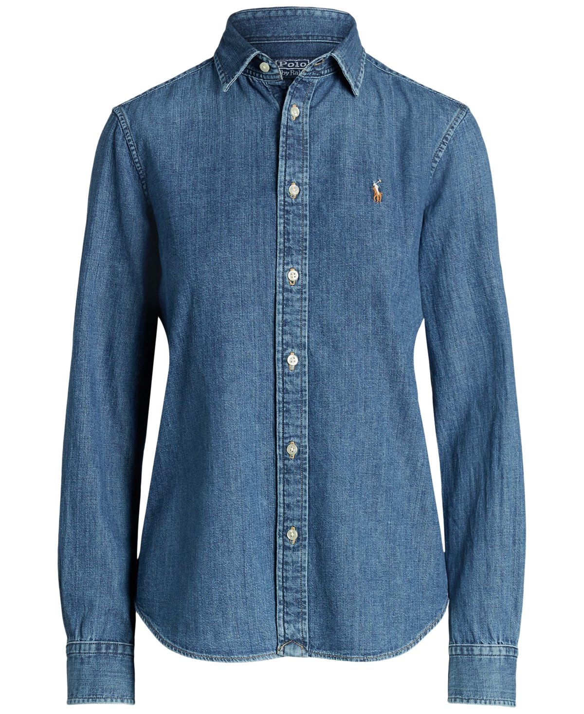 Shop Polo Ralph Lauren Women's Slim-fit Denim Shirt In Merced Wash