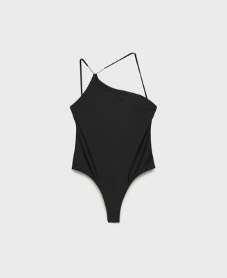 MANGO - Women's Metallic Detail Asymmetrical Swimsuit