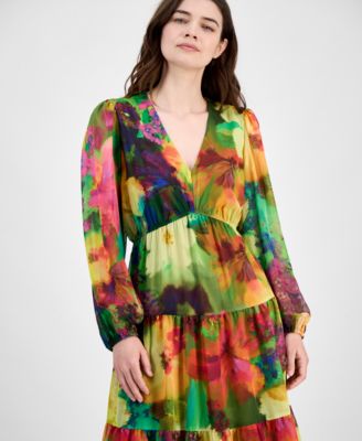 Women's V-Neck Long-Sleeve Maxi Dress