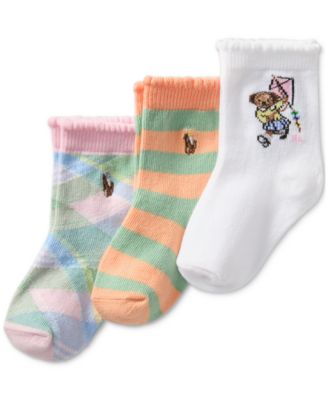 Polo Ralph Lauren - Baby Girls Kite Bear Socks, Pack of 3