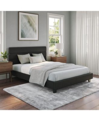 Piedmont Leatherette Upholstered Platform Bed Frame with Adjustable Headboard - No Box Spring Required