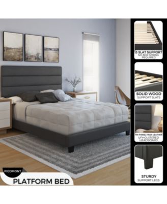 Piedmont Leatherette Upholstered Platform Bed Frame with Adjustable Headboard - No Box Spring Required