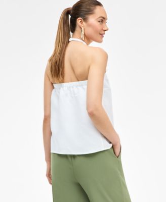 Women's Linen-Blend Braided Halter Top, Exclusively at Macy's