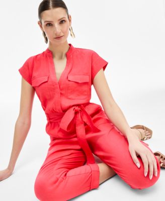 Women's Belted Cap-Sleeve Jumpsuit, Exclusively at Macy's