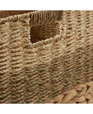 12" x 12" Mixed Weave Storage Baskets, Natural - Set of Collapsible Cubes, Woven Bin Organizers for Bathroom, Bedroom, Laundry