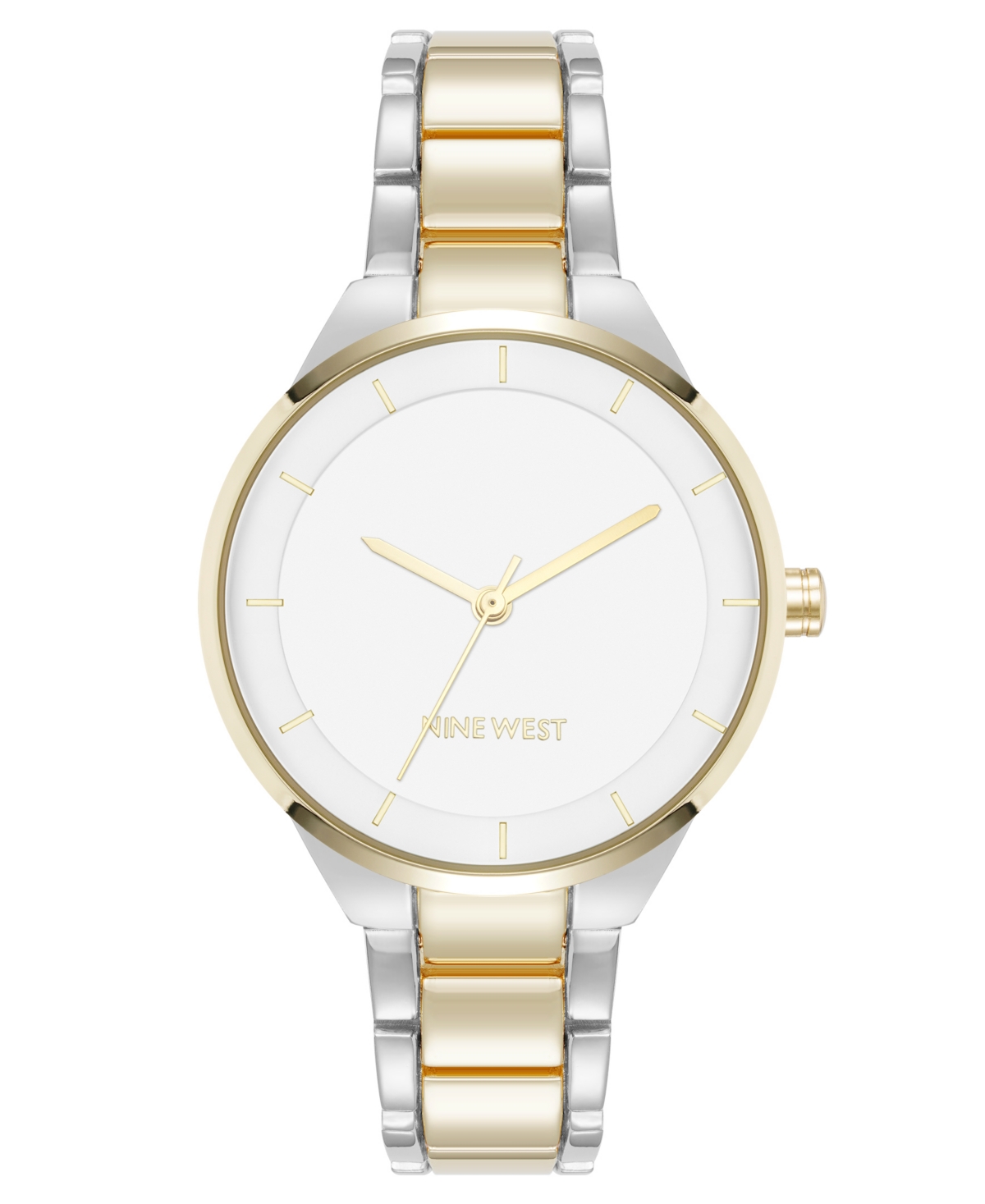Women's Quartz White and Two-Tone Metal Alloy Watch, 34mm - Silver-Tone, Gold-Tone