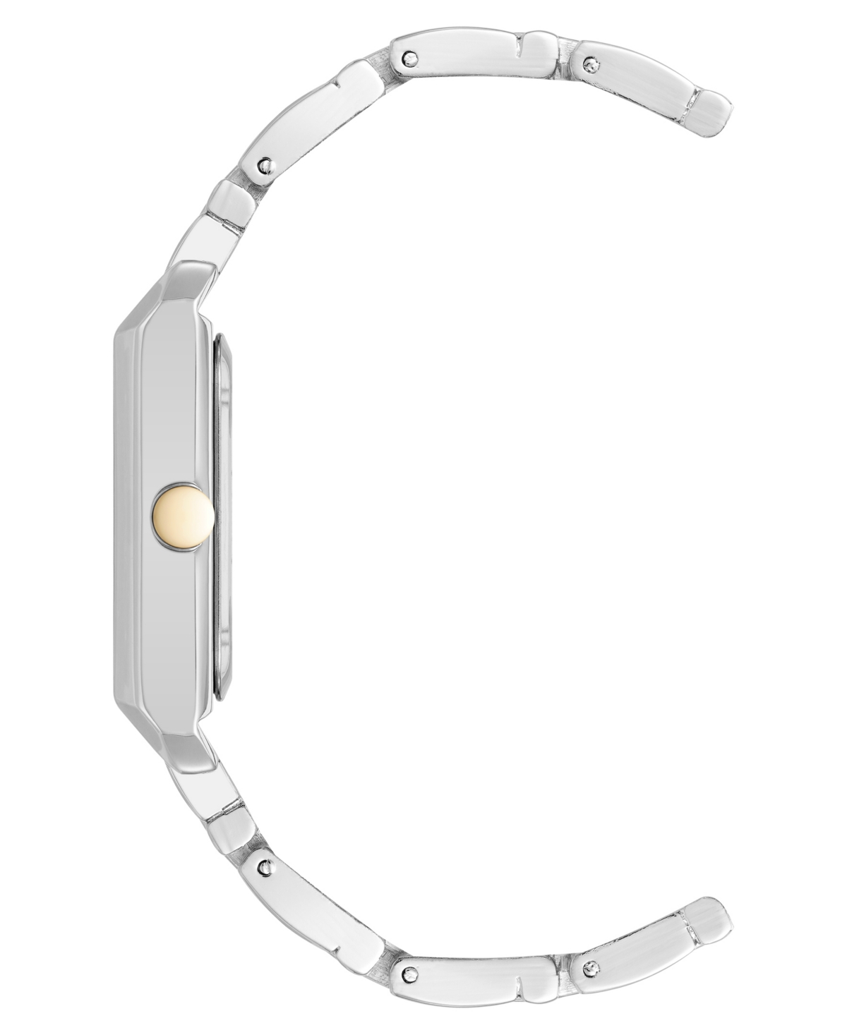 Shop Nine West Women's Quartz Rectangular White And Two-tone Metal Alloy Watch, 24mm In Silver-tone,gold-tone