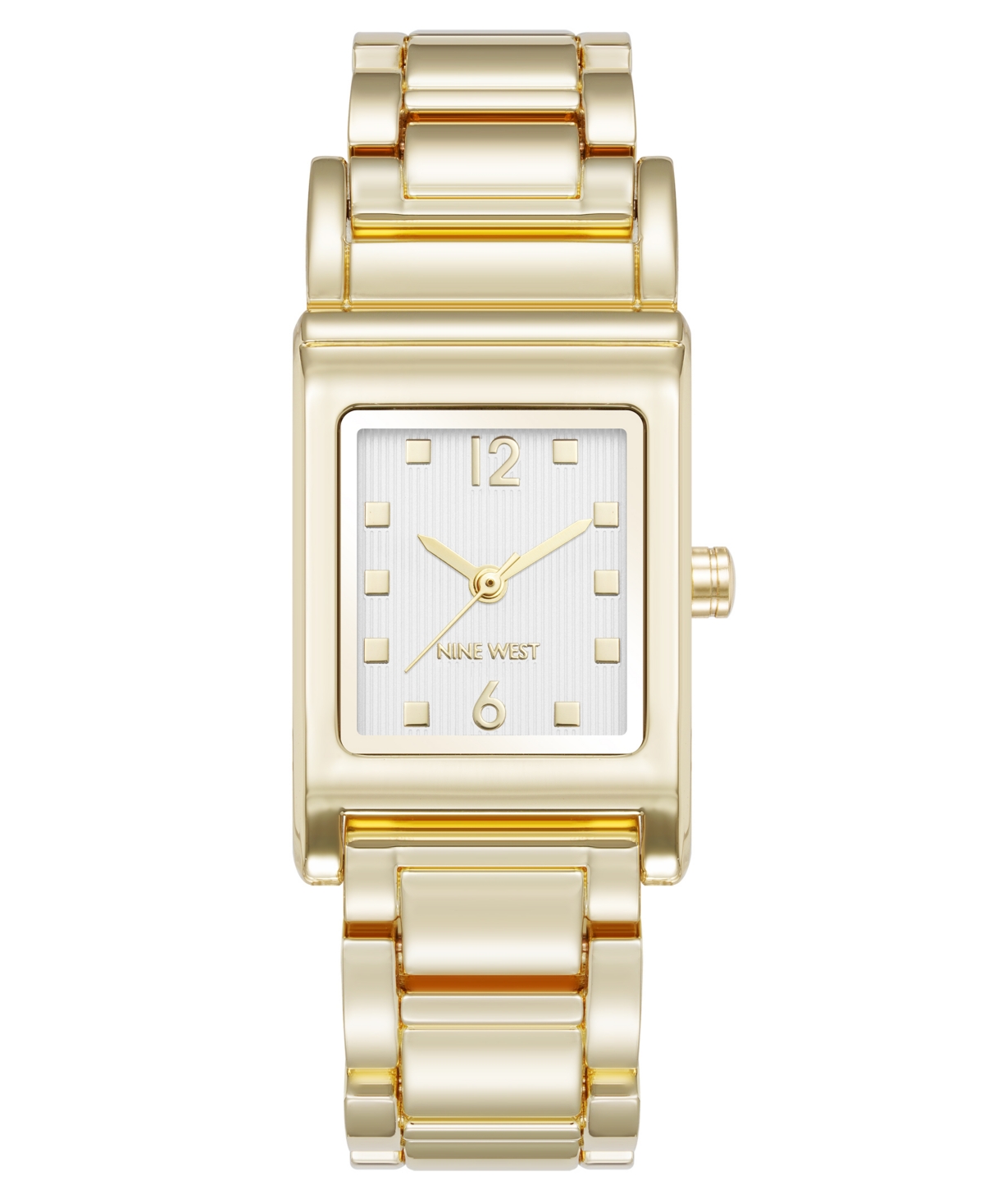 Women's Quartz Everyday Rectangular White and Gold-Tone Metal Alloy Watch, 22mm - Gold-Tone