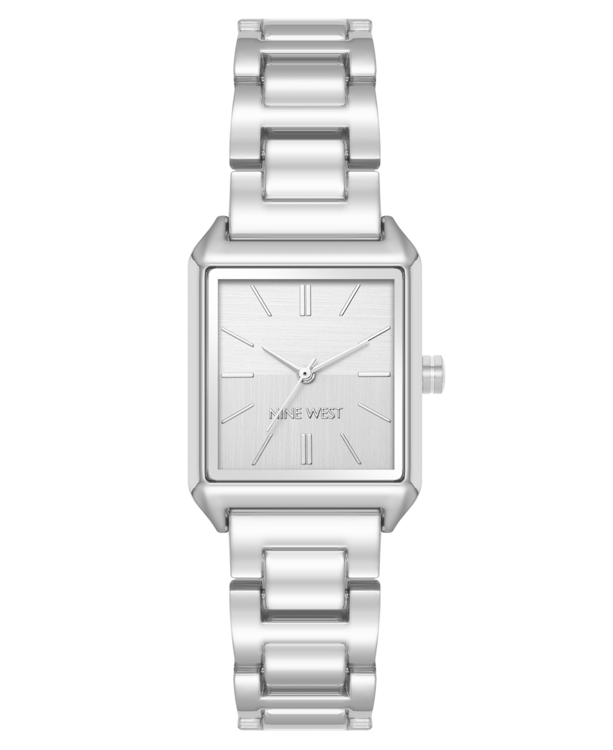 Women's Quartz Rectangular Silver-Tone Metal Alloy Bracelet Watch, 24mm - Silver-Tone