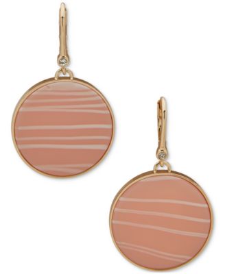 DKNY - Gold-Tone Large Inlay Drop Leverback Earrings