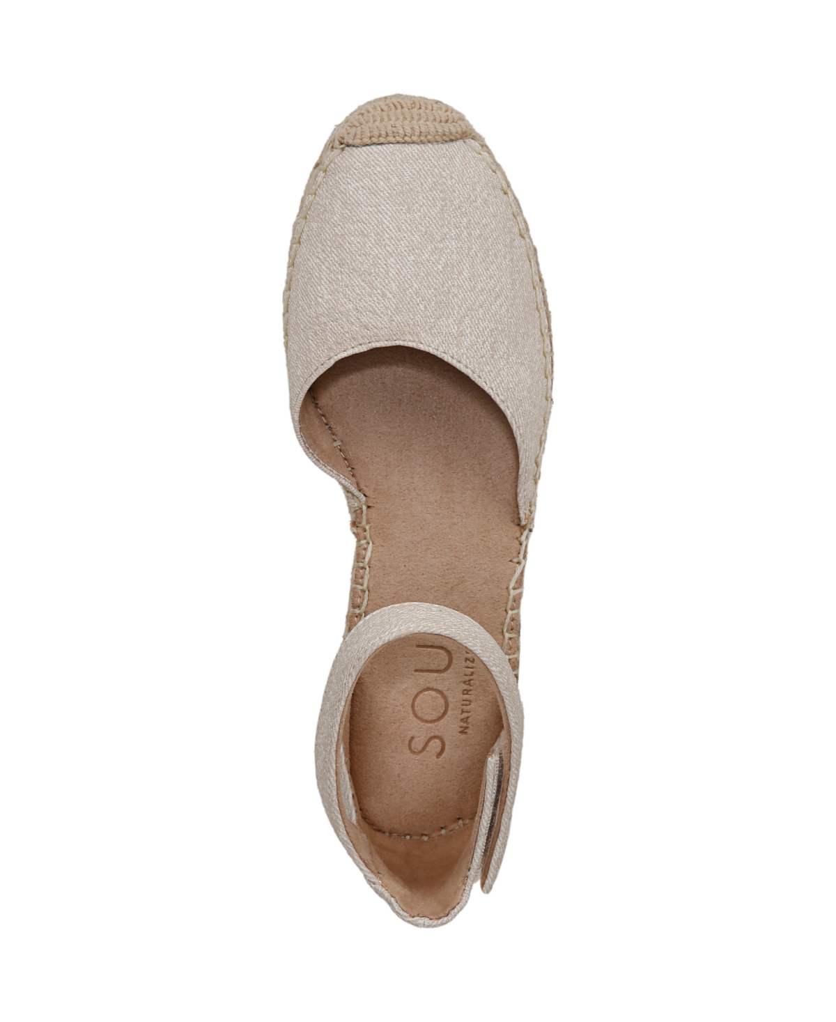 Shop Soul Naturalizer Women's Wren Ankle-strap Wedge Espadrilles In Light Sand Woven Embossed Faux Leather