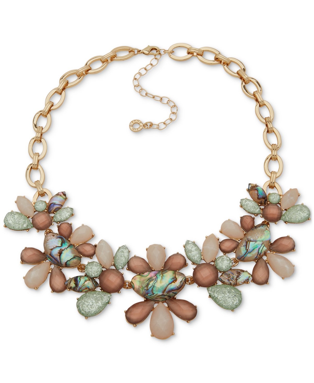Gold-Tone Mixed Stone Statement Necklace, 16" + 3" extender - Multi