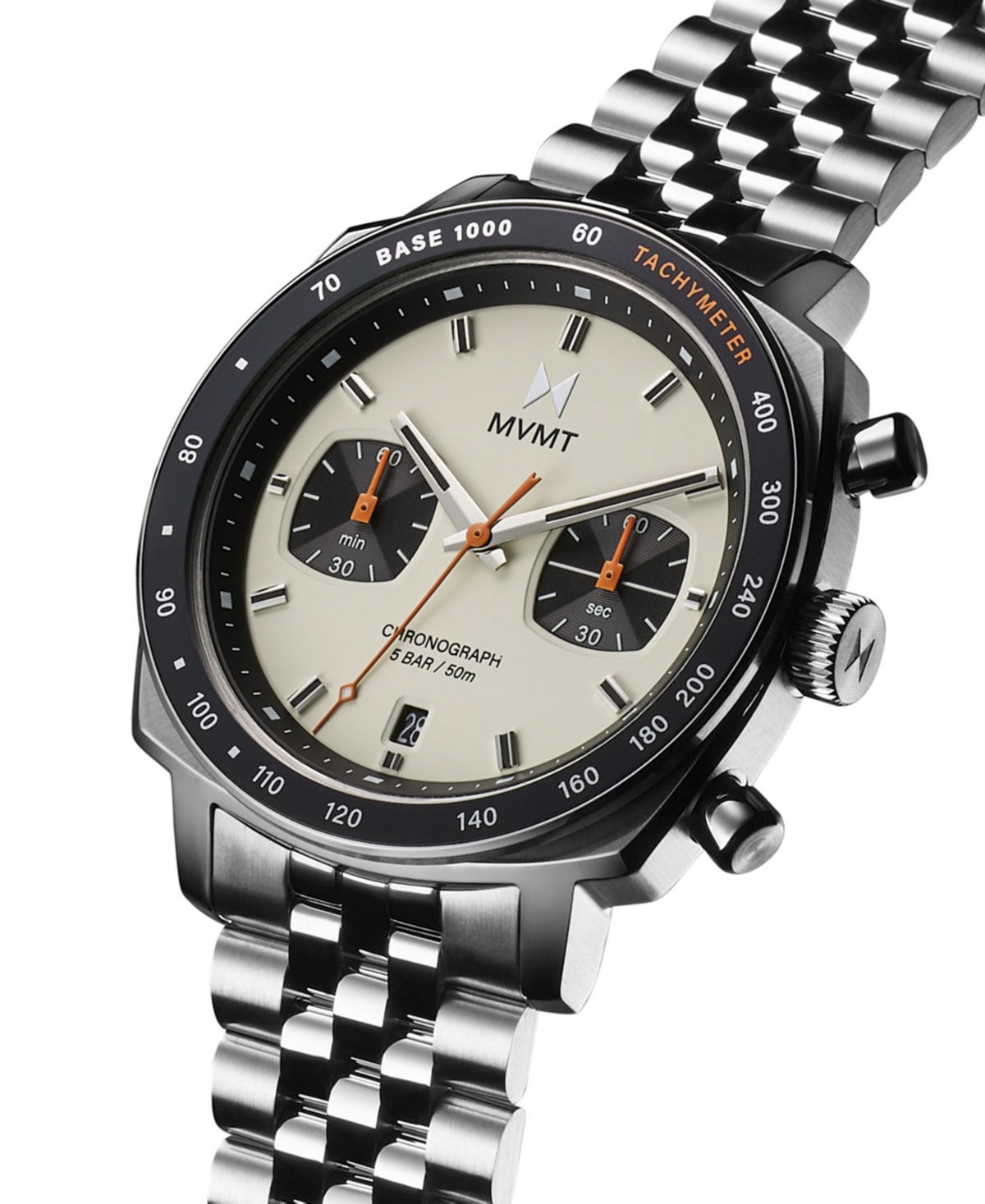 Mvmt Men's Mulholland Racer Silver Tone Stainless Steel Bracelet Watch, 42mm In Silver