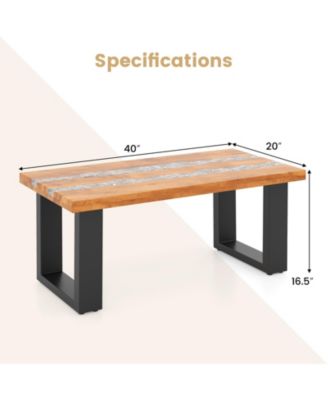 Teak Wood Patio Table with River Feel Tabletop For Outdoor
