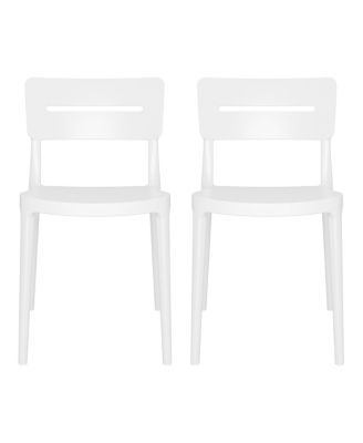 WestinTrends - Outdoor Modern Stackable Plastic Patio Dining Chairs (Set of 2) White