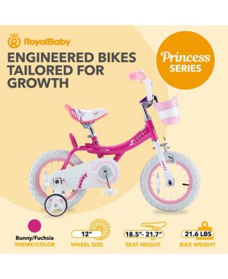 Princess Girl Kid Bicycle 12" with Training Wheels, Bunny/Fuchsia