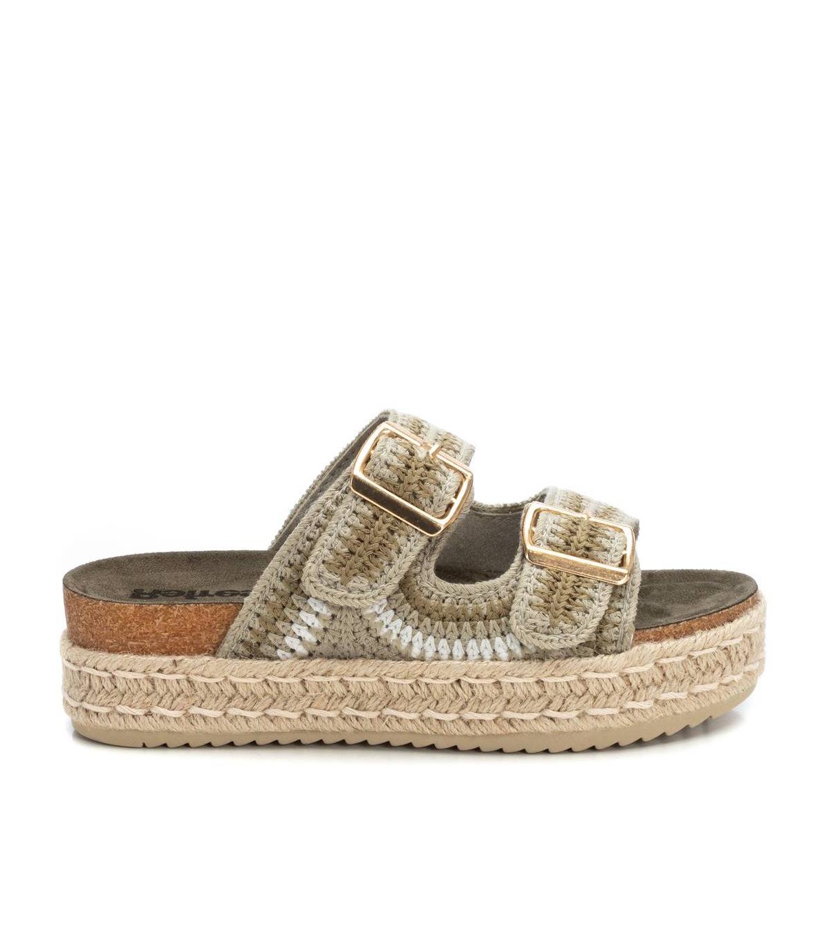 Refresh Women's Cork Footbed Crochet Sandals By Xti - Beige