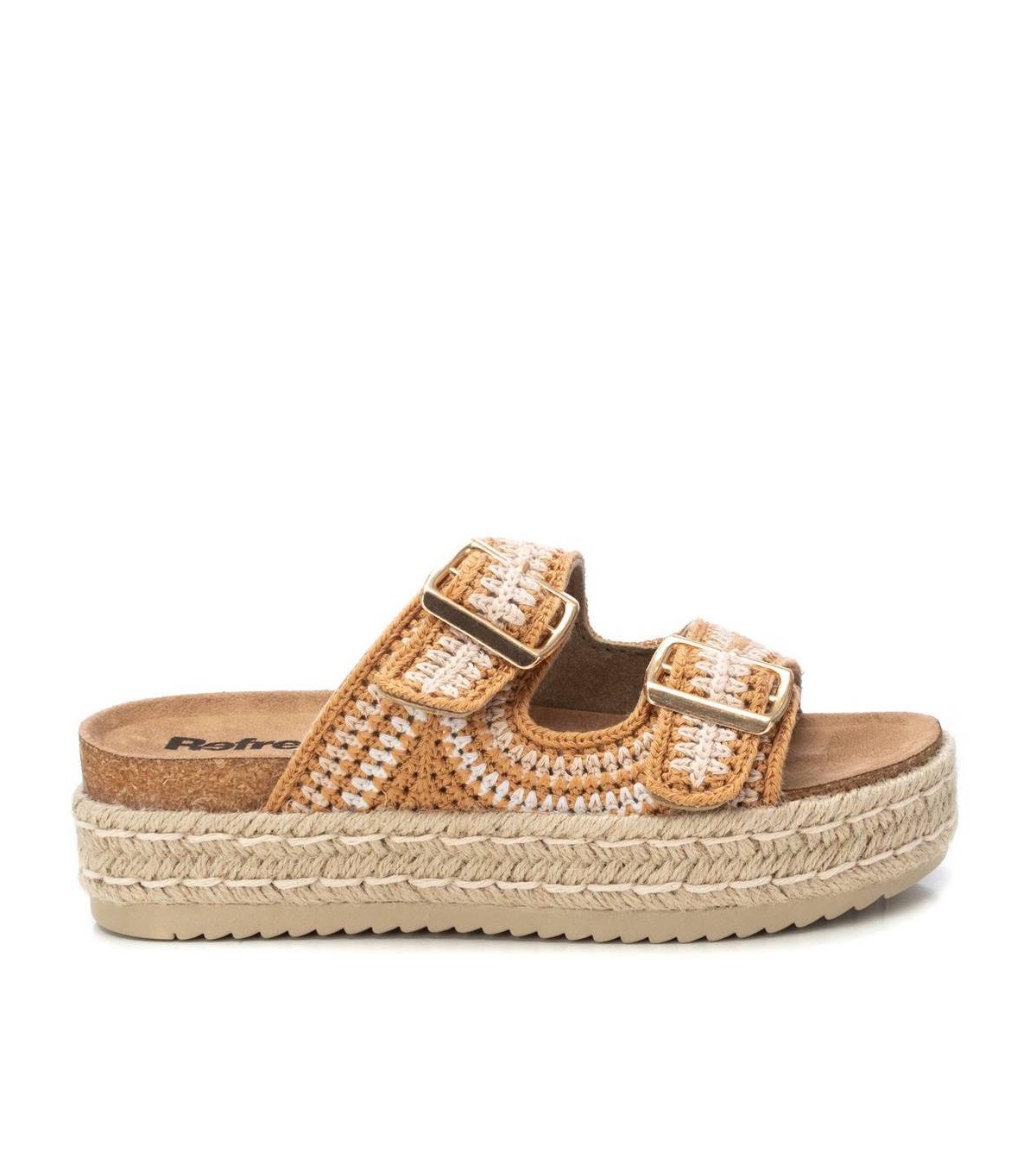 Refresh Women's Cork Footbed Crochet Sandals By Xti - Beige