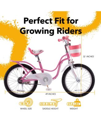 Little Swan 18 Inch Carbon Steel Kids Bicycle with Dual Hand Brakes, Adjustable Seat, Basket, and Kickstand for Girls Ages 5 to 9, Pink