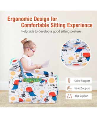 2-in-1 Convertible Kids Sofa with Velvet Fabric