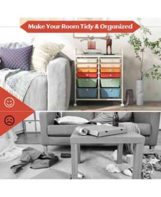 12 Drawers Rolling Cart Storage Scrapbook Paper Organizer Bins-Deep