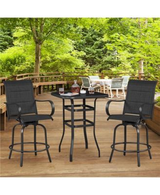 2-piece Patio Swivel Texteline Bistro Chairs